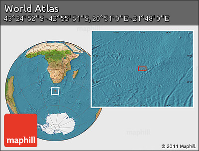 Satellite Location Map of the Area around 43° 10' 22" S, 21° 19' 30" E