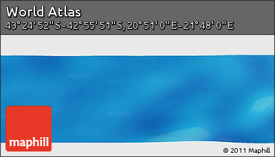 Physical Panoramic Map of the Area around 43° 10' 22" S, 21° 19' 30" E