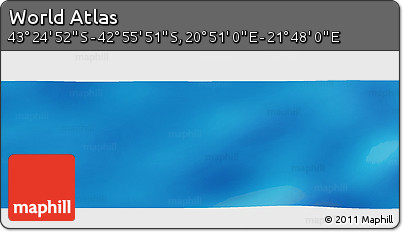 Physical Panoramic Map of the Area around 43° 10' 22" S, 21° 19' 30" E
