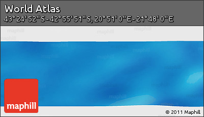 Shaded Relief Panoramic Map of the Area around 43° 10' 22" S, 21° 19' 30" E
