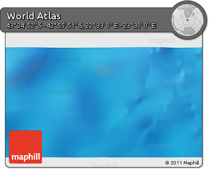 Shaded Relief 3D Map of the Area around 43° 10' 22" S, 23° 1' 29" E