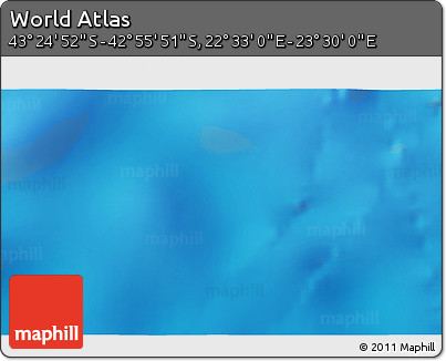 Shaded Relief 3D Map of the Area around 43° 10' 22" S, 23° 1' 29" E