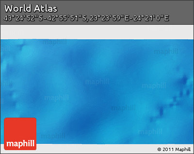 Physical 3D Map of the Area around 43° 10' 22" S, 23° 52' 30" E