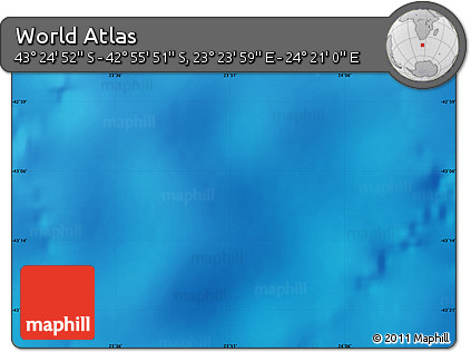 Physical Map of the Area around 43° 10' 22" S, 23° 52' 30" E