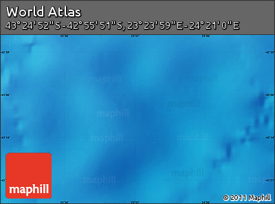 Physical Map of the Area around 43° 10' 22" S, 23° 52' 30" E