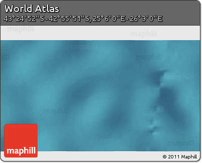 Satellite 3D Map of the Area around 43° 10' 22" S, 25° 34' 30" E