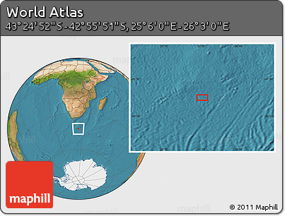 Satellite Location Map of the Area around 43° 10' 22" S, 25° 34' 30" E