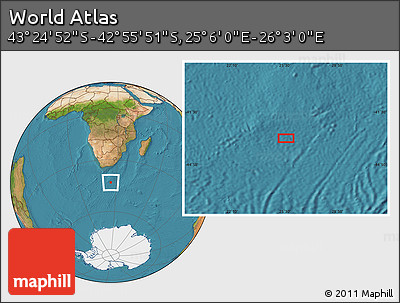 Satellite Location Map of the Area around 43° 10' 22" S, 25° 34' 30" E