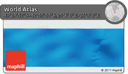 Physical Panoramic Map of the Area around 43° 10' 22" S, 25° 34' 30" E