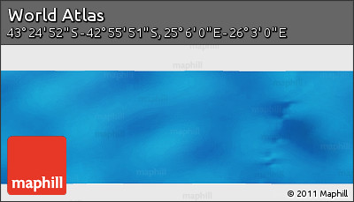 Physical Panoramic Map of the Area around 43° 10' 22" S, 25° 34' 30" E