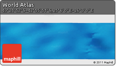Physical Panoramic Map of the Area around 43° 10' 22" S, 25° 34' 30" E
