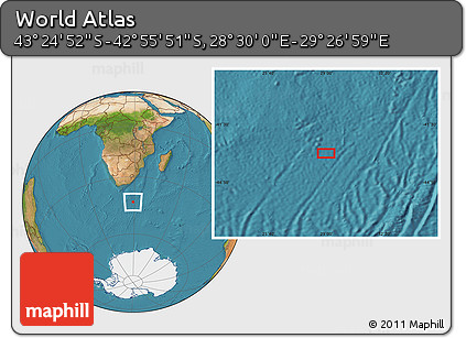 Satellite Location Map of the Area around 43° 10' 22" S, 28° 58' 30" E