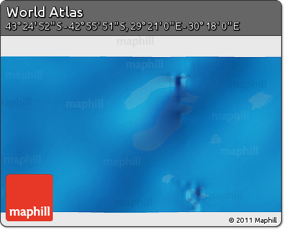 Physical 3D Map of the Area around 43° 10' 22" S, 29° 49' 30" E
