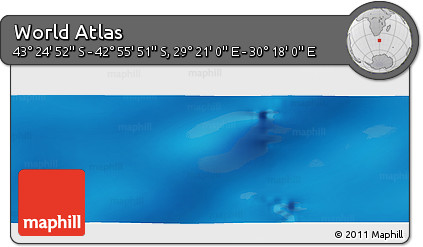 Physical Panoramic Map of the Area around 43° 10' 22" S, 29° 49' 30" E
