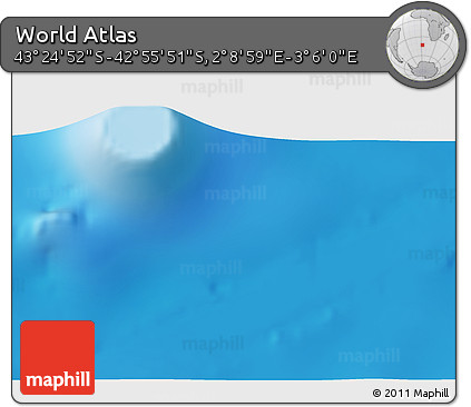 Physical 3D Map of the Area around 43° 10' 22" S, 2° 37' 30" E