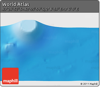 Physical 3D Map of the Area around 43° 10' 22" S, 2° 37' 30" E