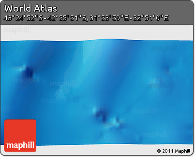 Physical 3D Map of the Area around 43° 10' 22" S, 32° 22' 30" E