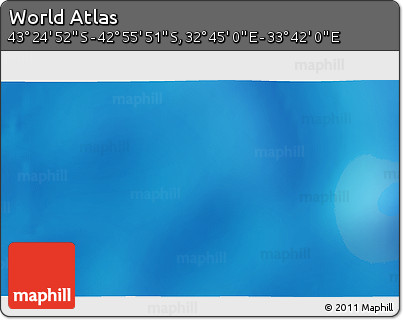 Physical 3D Map of the Area around 43° 10' 22" S, 33° 13' 30" E