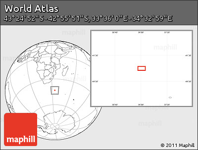 Blank Location Map of the Area around 43° 10' 22" S, 34° 4' 30" E