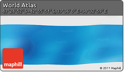 Physical Panoramic Map of the Area around 43° 10' 22" S, 34° 4' 30" E