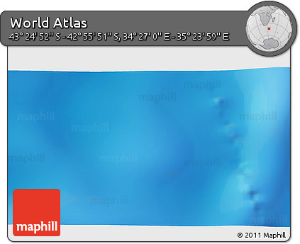 Physical 3D Map of the Area around 43° 10' 22" S, 34° 55' 29" E