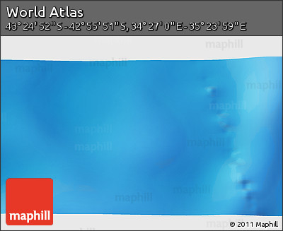 Physical 3D Map of the Area around 43° 10' 22" S, 34° 55' 29" E
