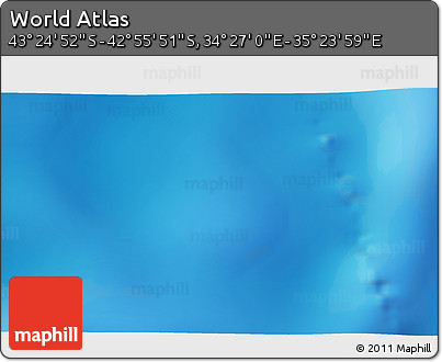 Physical 3D Map of the Area around 43° 10' 22" S, 34° 55' 29" E