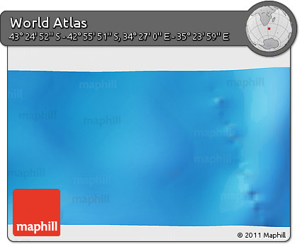 Shaded Relief 3D Map of the Area around 43° 10' 22" S, 34° 55' 29" E