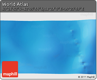 Shaded Relief 3D Map of the Area around 43° 10' 22" S, 34° 55' 29" E