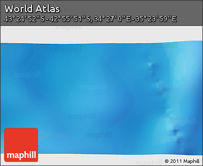 Shaded Relief 3D Map of the Area around 43° 10' 22" S, 34° 55' 29" E