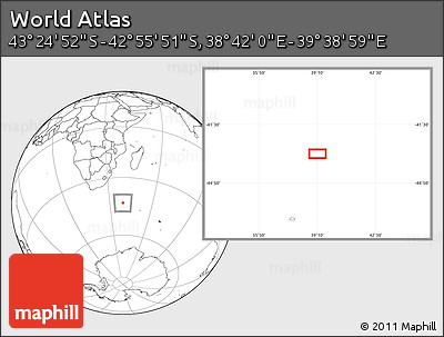 Blank Location Map of the Area around 43° 10' 22" S, 39° 10' 29" E