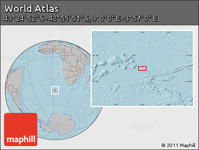 Gray Location Map of the Area around 43° 10' 22" S, 3° 28' 30" E, hill shading