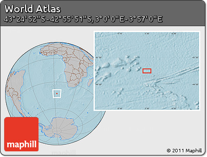 Gray Location Map of the Area around 43° 10' 22" S, 3° 28' 30" E, hill shading