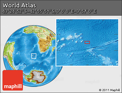 Physical Location Map of the Area around 43° 10' 22" S, 3° 28' 30" E