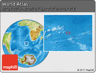 Physical Location Map of the Area around 43° 10' 22" S, 3° 28' 30" E