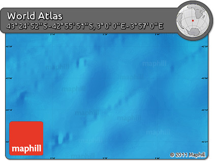 Physical Map of the Area around 43° 10' 22" S, 3° 28' 30" E