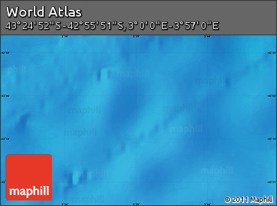 Physical Map of the Area around 43° 10' 22" S, 3° 28' 30" E