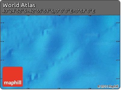 Physical Map of the Area around 43° 10' 22" S, 3° 28' 30" E