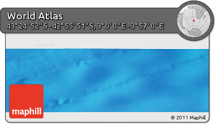Physical Panoramic Map of the Area around 43° 10' 22" S, 3° 28' 30" E