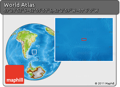 Physical Location Map of the Area around 43° 10' 22" S, 41° 34' 30" W