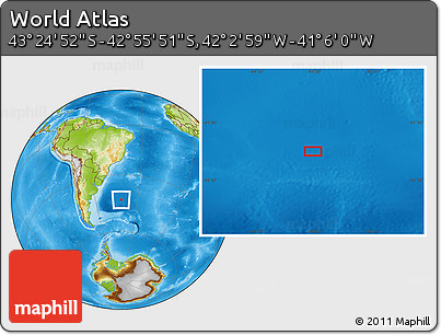 Physical Location Map of the Area around 43° 10' 22" S, 41° 34' 30" W