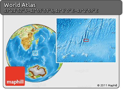 Physical Location Map of the Area around 43° 10' 22" S, 42° 34' 30" E