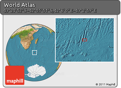 Satellite Location Map of the Area around 43° 10' 22" S, 42° 34' 30" E