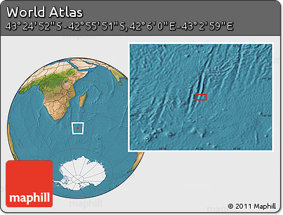 Satellite Location Map of the Area around 43° 10' 22" S, 42° 34' 30" E