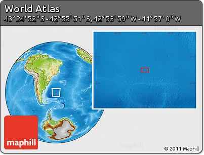 Physical Location Map of the Area around 43° 10' 22" S, 42° 25' 29" W