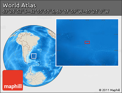 Shaded Relief Location Map of the Area around 43° 10' 22" S, 45° 49' 30" W