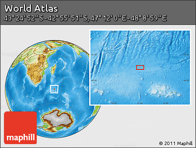 Physical Location Map of the Area around 43° 10' 22" S, 47° 40' 29" E