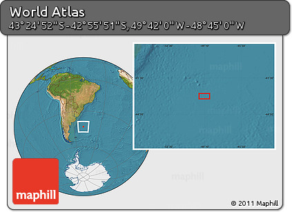 Satellite Location Map of the Area around 43° 10' 22" S, 49° 13' 30" W