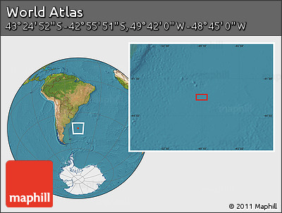 Satellite Location Map of the Area around 43° 10' 22" S, 49° 13' 30" W