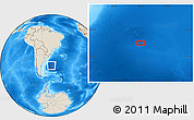 Shaded Relief Location Map of the area around 43° 10' 22" S, 49° 13' 30" W